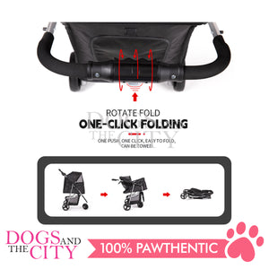 Mr. Giggles SP03 3 Wheels Pet Stroller with One Hand Folding Black for Dog and Cat