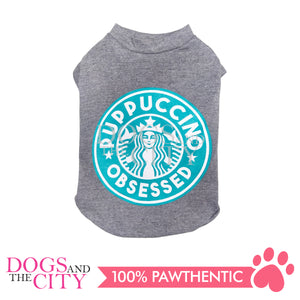 DOGGIESTAR Puppuccino Obsessed - Gray Pet Shirt