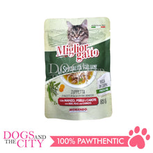 Load image into Gallery viewer, Miglior gatto Le Specialita Italiane Soup Strips in Sauce with Beef for Cats 85g (3 packs)