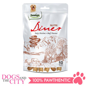 Dentalight 8285 3" Nutri Diner Tasty Chicken & Beef Flavor Mix Dog Treats 10 Bones 180g - Dogs And The City Online