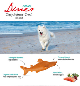 Dentalight 8438 3" Ocean Diner Tasty Salmon Dog Treats 12 Bones 180g - Dogs And The City Online