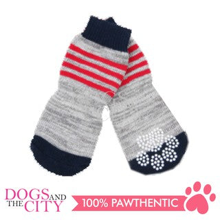 PAWISE 12997 Anti Slip Knit Pet Dog Socks Stripes SMALL 4pc/pack 11cm for Dog