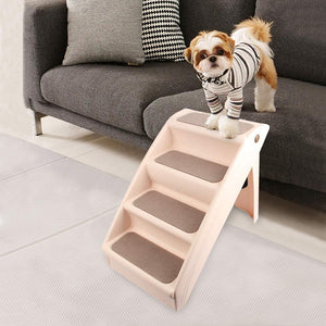 PAWISE 12589 Foldable Dog Steps Stairs 4 Steps Foldable Lightweight Stairs Pet Plastic Access Step Stairs Essentials Foldable Stairs for Pets Dogs Cats 38x76x50cm