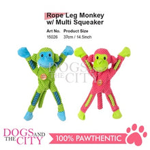 Load image into Gallery viewer, Pawise 15026 Rope Tug Leg Monkey w/Multi Squeaker Chew Dog Toy 37cm