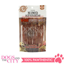 Load image into Gallery viewer, KIND REWARDS 9617-99 No Hide Stuffed Twist Beef Flavor with Peanut Butter Twist 100% Rawhide Free Chew Dog Treats 12pcs 66g