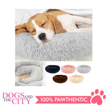 Load image into Gallery viewer, BM Donut Calming Pet Bed, Faux Fur Washable Bed for Pets, Marshmallow Cat or Dog Round Bed 80x80x26cm