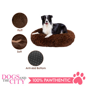 BM Donut Calming Pet Bed, Faux Fur Washable Bed for Pets, Marshmallow Cat or Dog Round Bed 80x80x26cm