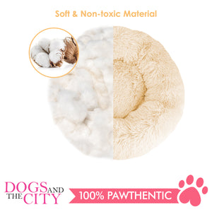 BM Donut Calming Pet Bed, Faux Fur Washable Bed for Pets, Marshmallow Cat or Dog Round Bed 80x80x26cm