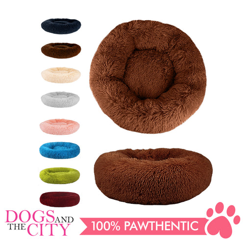 BM Donut Calming Pet Bed, Faux Fur Washable Bed for Pets, Marshmallow Cat or Dog Round Bed 70x70x26cm