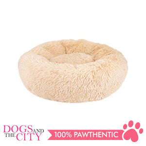 BM Donut Calming Pet Bed, Faux Fur Washable Bed for Pets, Marshmallow Cat or Dog Round Bed 80x80x26cm