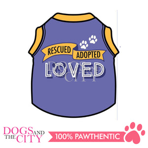 DOGGIESTAR Rescued Adopted Loved - Purple Pet Shirt