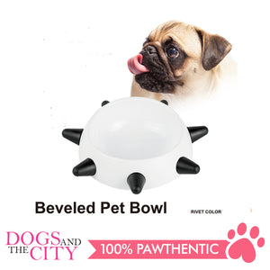 DGZ Beveled Round Bowl With Long Rivet 16x5cm 160ml for Dog and Cat