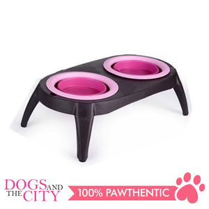 DGZ Collapsible Silicone Double Pet Bowl Feeder with Stand