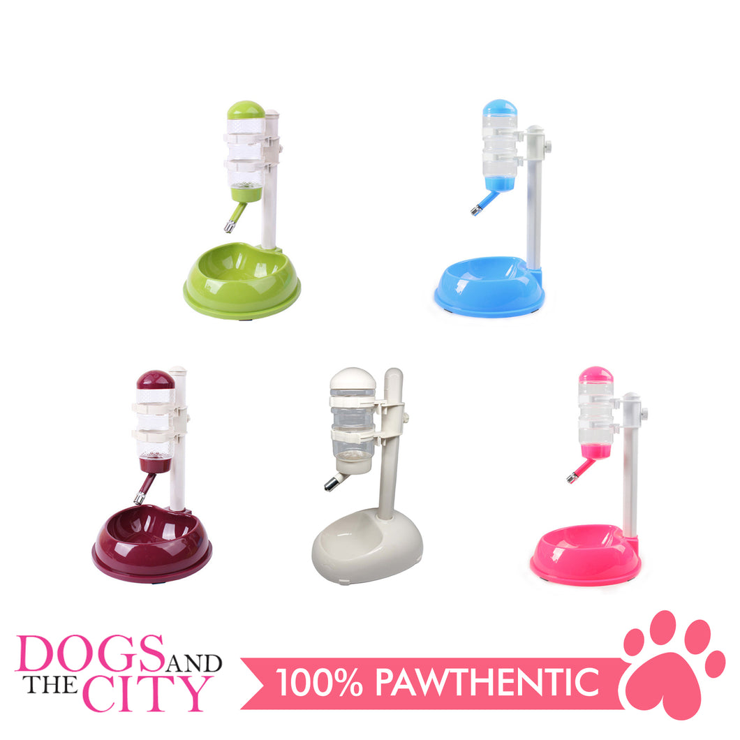 DGZ P510 Pet Adjustable Stand Drinking Water Fountain with Food Feeder Bowl Set 400ml for Dog and Cat