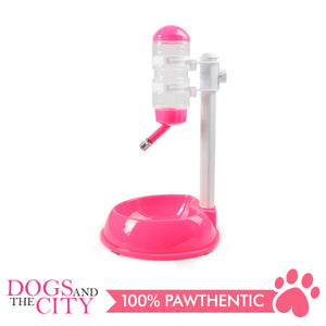 DGZ P510 Pet Adjustable Stand Drinking Water Fountain with Food Feeder Bowl Set 400ml for Dog and Cat