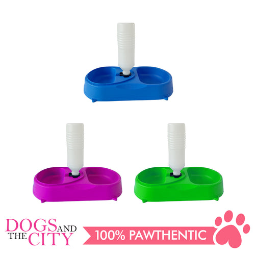 DGZ Pet Double Bowl with Bottle Feeder