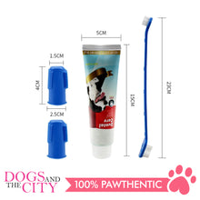 Load image into Gallery viewer, DGZ Pet Dog Dental Care 4in1 Set Toothpaste Beef Flavor 95g with 2 Finger Toothbrush and 1 Long Toothbrush