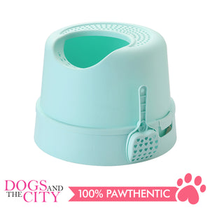 DGZ Modern Circular High Cat Litter Box with Cat Scooper 35x35x47cm