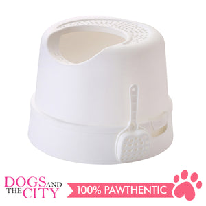 DGZ Modern Circular High Cat Litter Box with Cat Scooper 35x35x47cm