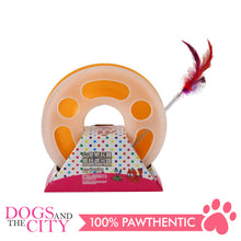 Load image into Gallery viewer, DGZ Round Feather Cat Toy Play Plate 25cm