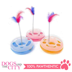 DGZ Round Feather Cat Toy Play Plate 25cm