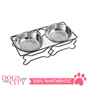 DGZ HCB-TJ31G Large Steel Frame Bone-Shaped Stainless Steel Bowl 31*14.8*8Cm