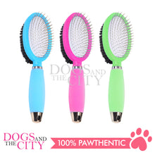 Load image into Gallery viewer, DGZ LG325 Pet Double-sided Brush with Silicone Handle Small for Dog and Cat 10cm