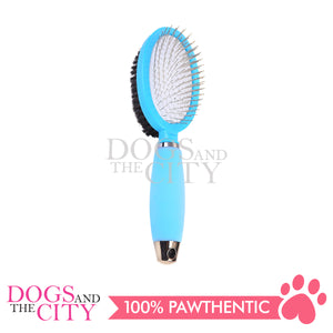 DGZ LG325 Pet Double-sided Brush with Silicone Handle Small for Dog and Cat 10cm