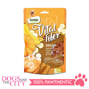 DENTALIGHT 10080 2.7" Small Vital Fiber Brush×8pcs 80g Banana, Mountain Yam, Pumpkin Dog Treats