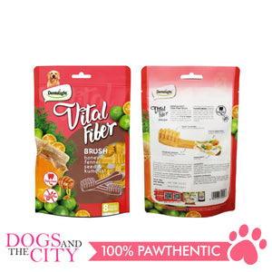 DENTALIGHT 10097 2.7" Small Vital Fiber Brush×8pcs 80g Honey, Fennel Seed, Kumquat Dog Treats