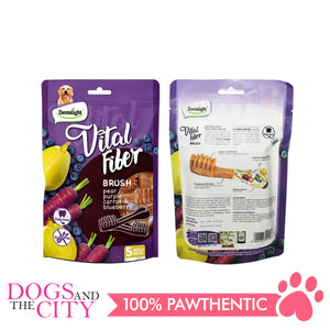 DENTALIGHT 10103 3.7" Medium Vital Fiber Brush×5pcs 85g Pear, Purple Carrot, Blueberry Dog Treats