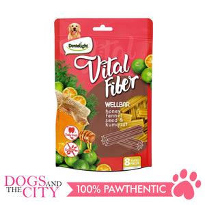 DENTALIGHT 10127 3" Small Vital Fiber Wellbar×8pcs 80g Honey, Fennel Seed, Kumquat Dog Treats