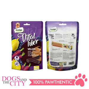 DENTALIGHT 10134 5" Medium Vital Fiber Wellbar×5pcs 85g Pear, Purple Carrot, Blueberry Dog Treats