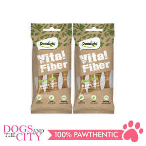 Dentalight 6847 3.7" Vital Fiber Brush Treats Medium Dog Bones 70g (2 packs) - Dogs And The City Online