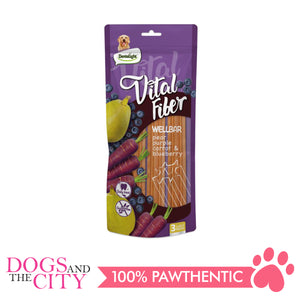 Dentalight 10813 8" Vital Fiber Wellbar×3pcs LARGE 250g Pear, Purple Carrot, Blueberry Dog Treats