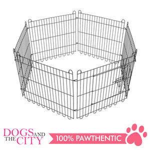 JX 6 Panels Pet Play Pen 70x70cm Black for Dog and Cat