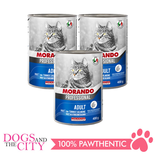Morando Professional CAT Food Adult Pate Canned Tuna and Salmon 400g (3 cans)