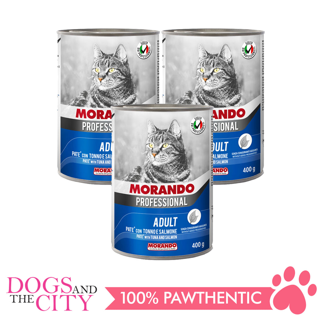 Morando Professional CAT Food Adult Pate Canned Tuna and Salmon 400g (3 cans)