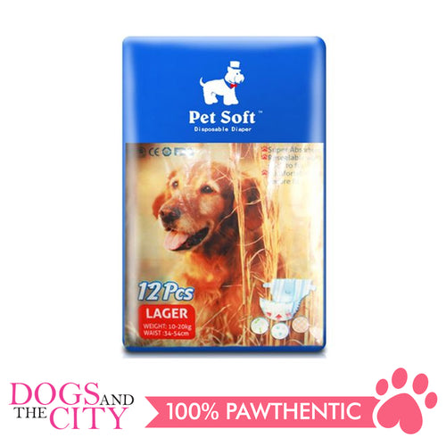 Pet Soft Disposable Diaper LARGE 12'S - Dogs And The City Online