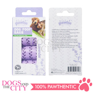 PAWISE 11615 Poop Bags Spice Lavender 4rolls 15shts - 32x19cm Purple