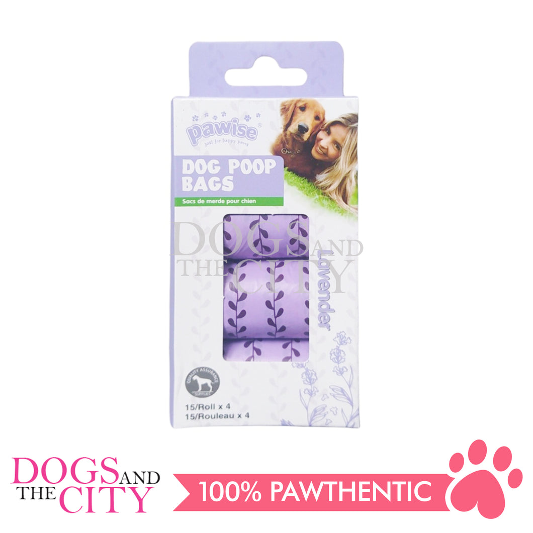 PAWISE 11615 Poop Bags Spice Lavender 4rolls 15shts - 32x19cm Purple