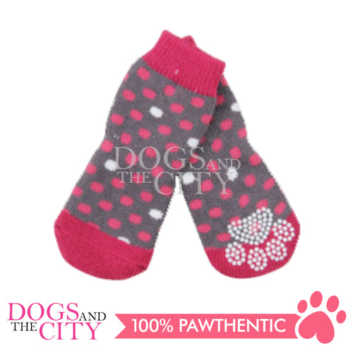 PAWISE 12993 Female Anti Slip Knit Pet Dog Socks - Polka Dots MEDIUM 4pc/pack 12cm for Dog