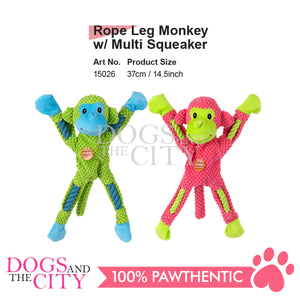 Pawise 15026 Rope Leg Monkey w/Mullti Squeaker Pet Toys 37cm