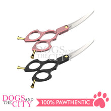 Load image into Gallery viewer, SHARK TEETH Colorful Professional Pet Grooming Scissors Dog Shears with Finger Rings, 6.25&quot; Curved