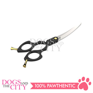 SHARK TEETH Colorful Professional Pet Grooming Scissors Dog Shears with Finger Rings, 6.25" Curved