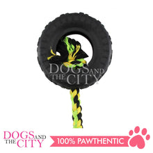 Load image into Gallery viewer, PAWISE 14705 Toss and Tug Tire with Rope Dog Toy 14inches - Dogs And The City Online