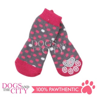 PAWISE 12993 Female Anti Slip Knit Pet Dog Socks - Polka Dots MEDIUM 4pc/pack 12cm for Dog