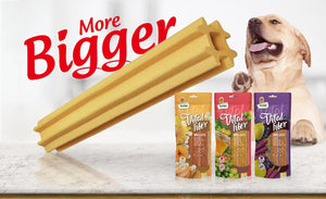 Dentalight 10790 8" Vital Fiber Wellbar×3pcs 250g LARGE Banana, Mountain Yam, Pumpkin Dog Treats