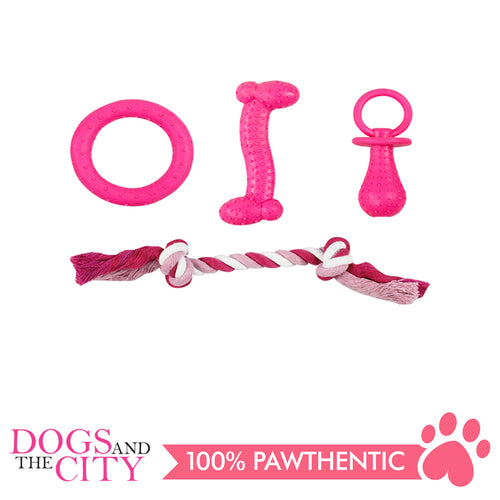 Pawise 14679 Puppy Life-Teething Toy Set Pink Dog Toy - All Goodies for Your Pet