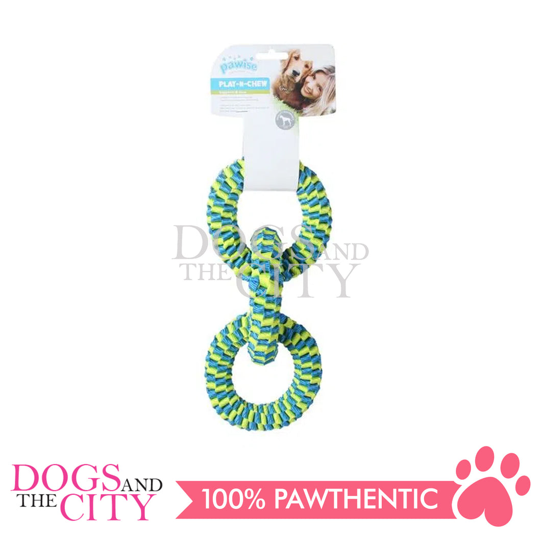 PAWISE 14846 Nylon Braided 3 Rings Play and Chew Dog Toy 28cm